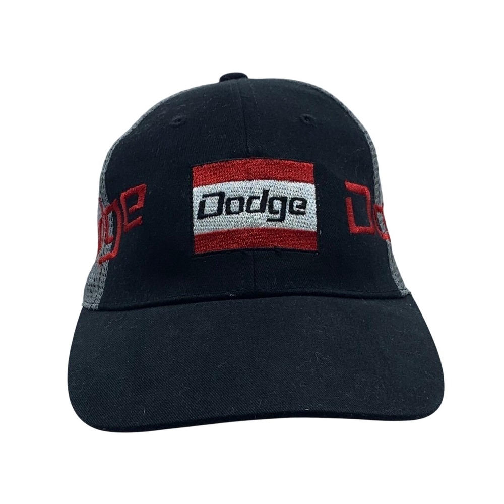 Vtg Dodge Ram Trucker Hat Black Grey Mesh Snapback Embroidered Logo Cap NWT